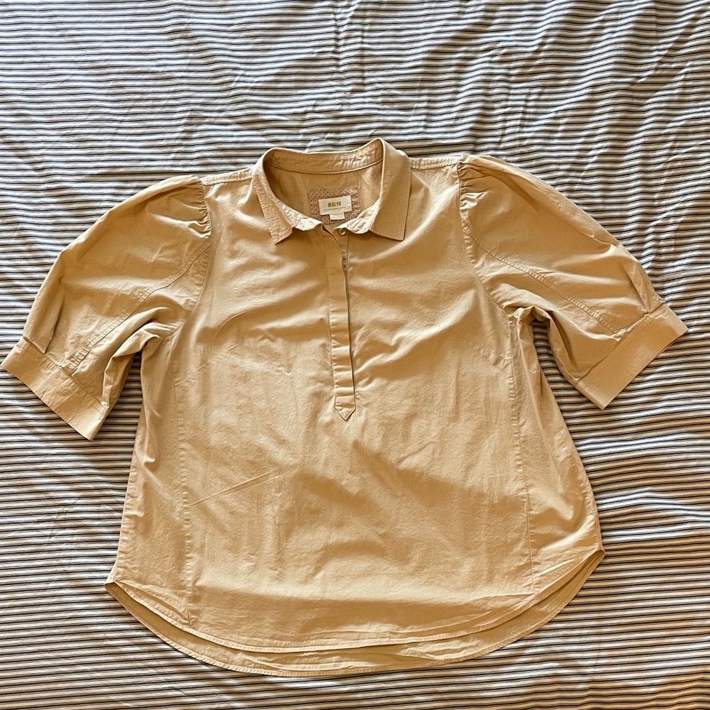 Anthropologie Maeve Golden Wheat Poplin Cotton Blouse XL